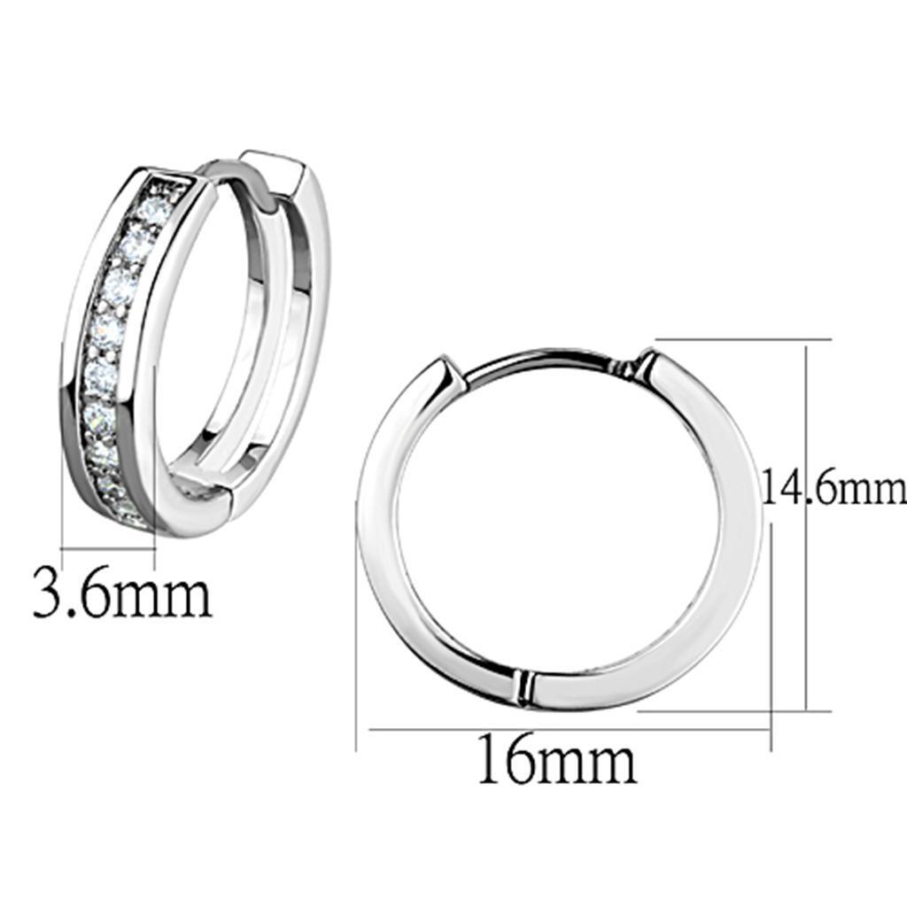 3W660 - Rhodium Brass Earrings with AAA Grade CZ in Clear