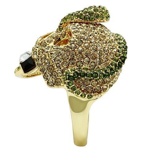 3W009 - Gold White Metal Ring with Top Grade Crystal in Multi Color