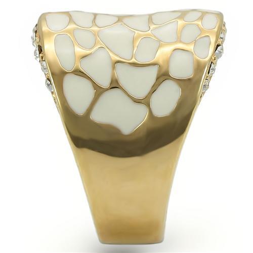 Gold Brass Ring with Top Grade Crystal in Clear