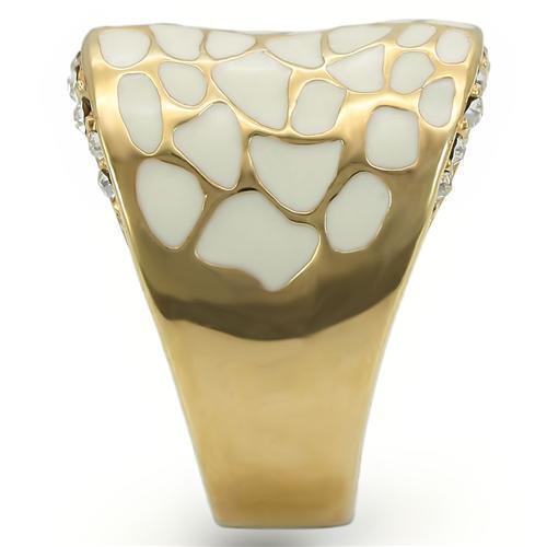 Gold Brass Ring with Top Grade Crystal in Clear