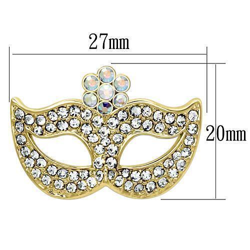 LO2808 - Flash Gold White Metal Brooches with Top Grade Crystal in Aurora Borealis (Rainbow Effect)