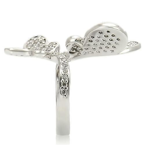 Rhodium Brass Ring with AAA Grade CZ in Clear Size 5