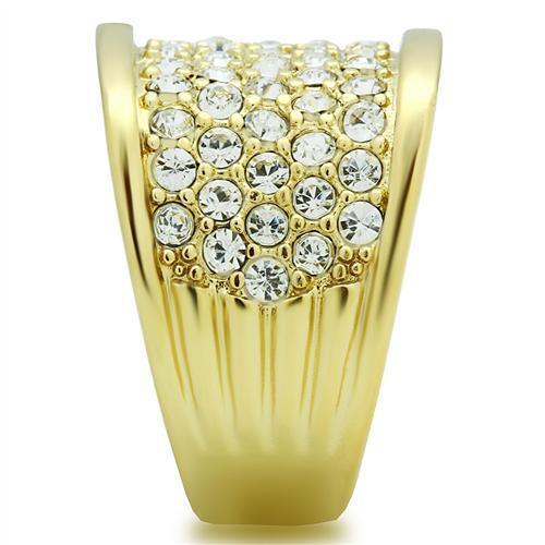 IP Gold(Ion Plating) Brass Ring with Top Grade Crystal in Clear