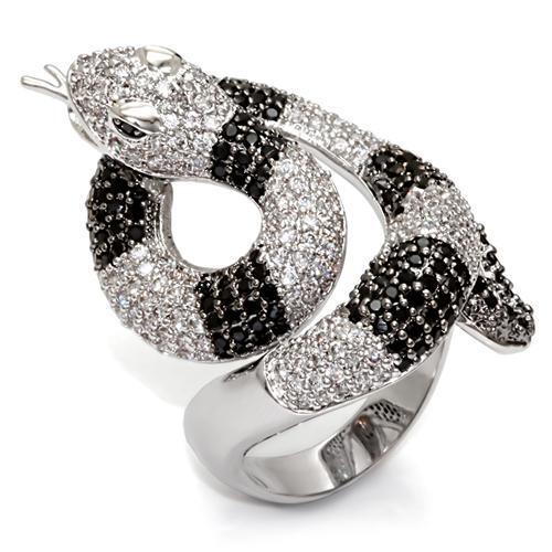 Rhodium + Ruthenium Brass Ring with AAA Grade CZ in Black Diamond Size 5