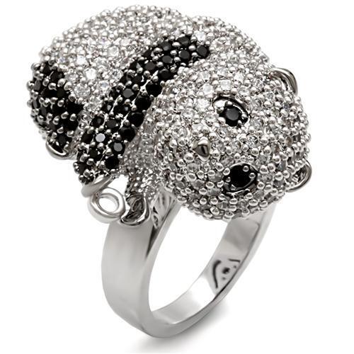 Rhodium + Ruthenium Brass Ring with AAA Grade CZ in Black Diamond