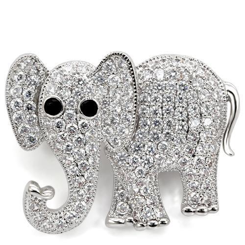 Imitation Rhodium Brass Brooches with AAA Grade CZ in Black Diamond