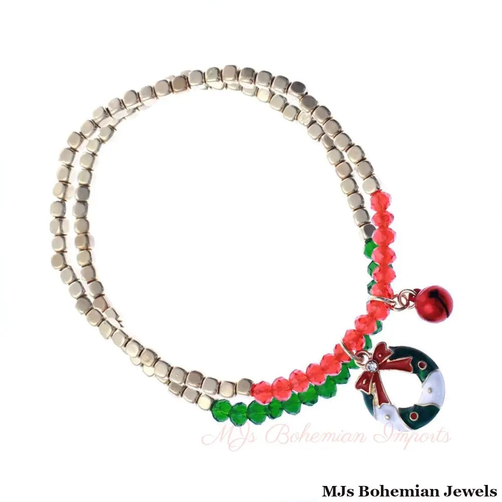 2 Pcs Xmas Wreath Bracelet