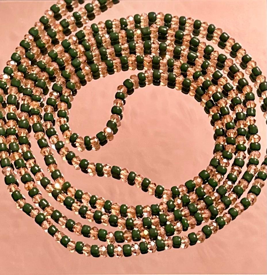Emerald Green and gold Waistbeads