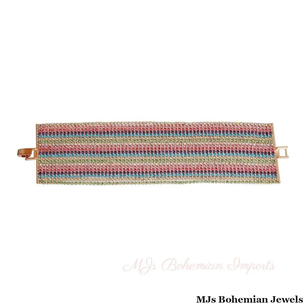 21 Line Multi Color Rhinestone Bracelet