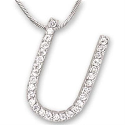 21619 - Rhodium Brass Pendant with AAA Grade CZ in Clear