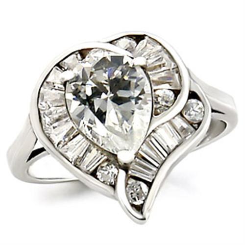 High-Polished 925 Sterling Silver Ring with AAA Grade CZ in Clear Size 5
