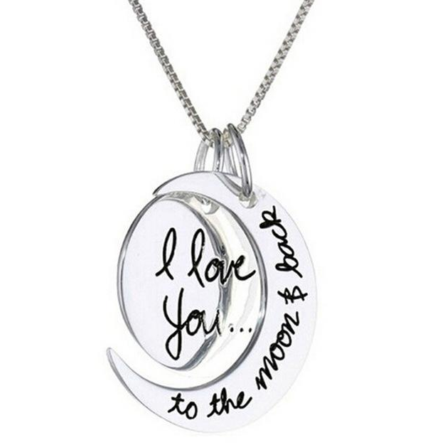 Color: Steel color - I Love You To The Moon And Back Necklace