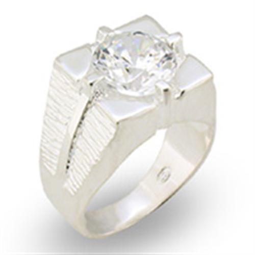 31533 - High-Polished 925 Sterling Silver Ring with AAA Grade CZ in Clear