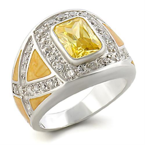 31825 - High-Polished 925 Sterling Silver Ring with AAA Grade CZ in Citrine
