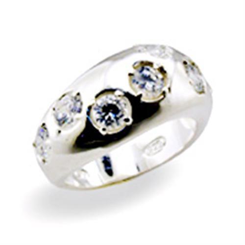 32114 - High-Polished 925 Sterling Silver Ring with AAA Grade CZ in Clear