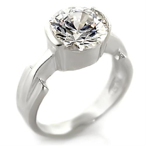 32125 - High-Polished 925 Sterling Silver Ring with AAA Grade CZ in Clear