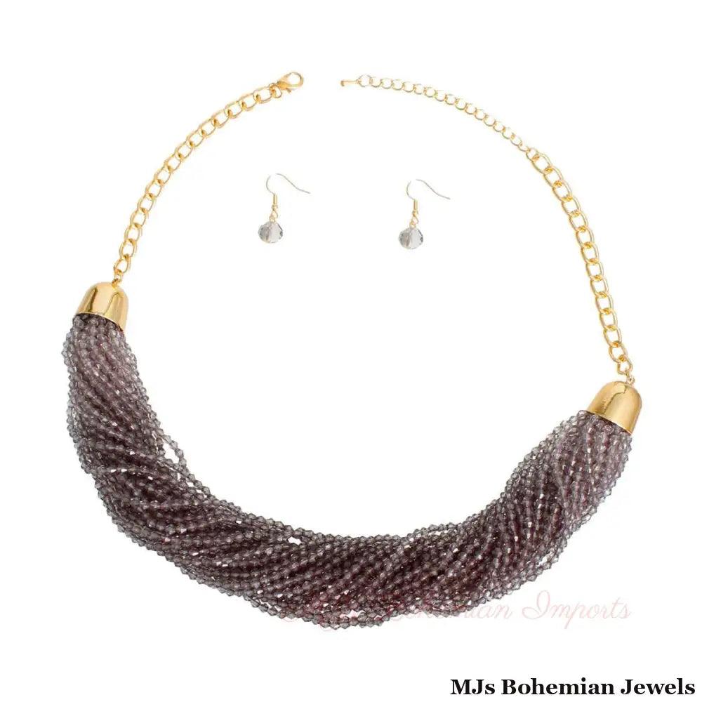 34 Strand Gray Bead Necklace