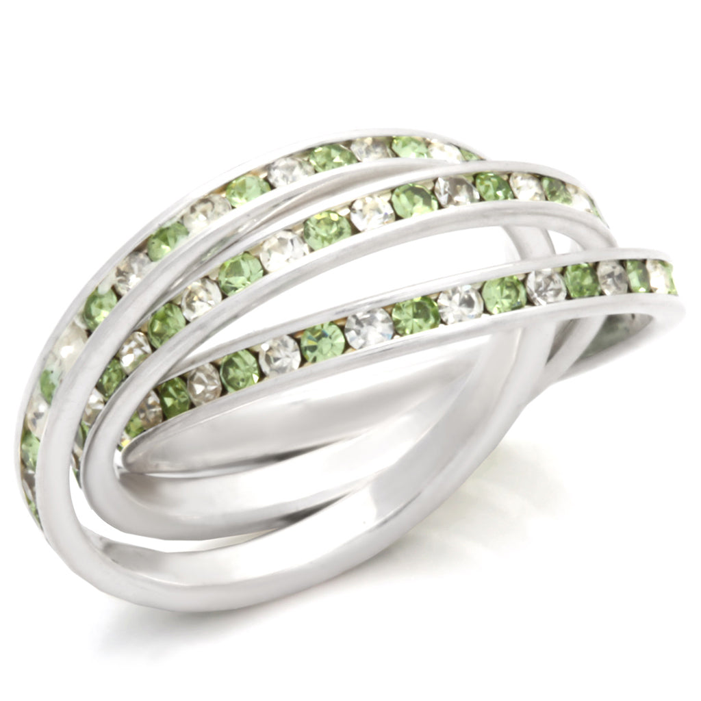 35108 - High-Polished 925 Sterling Silver Ring with Top Grade Crystal in Peridot