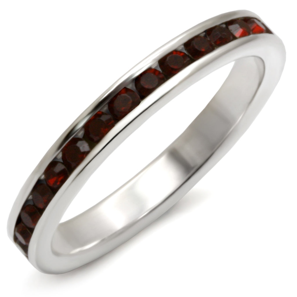 35137 - High-Polished 925 Sterling Silver Ring with Top Grade Crystal in Garnet