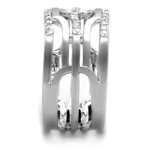 3W1070 - Rhodium Brass Ring with AAA Grade CZ in Clear