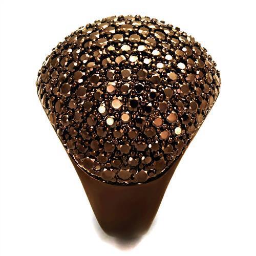 3W1101 - IP Coffee light Brass Ring with AAA Grade CZ in Light Coffee