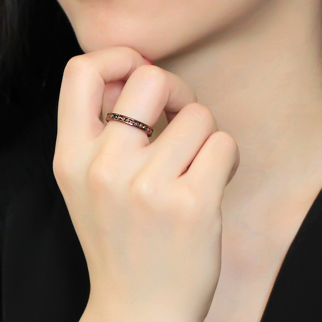 Coffee light Brass Ring with AAA Grade CZ in Brown