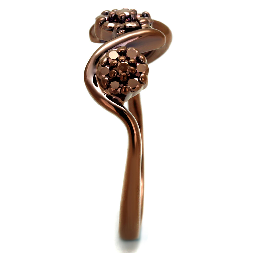 3W1181 - IP Coffee light Brass Ring with AAA Grade CZ in Light Coffee