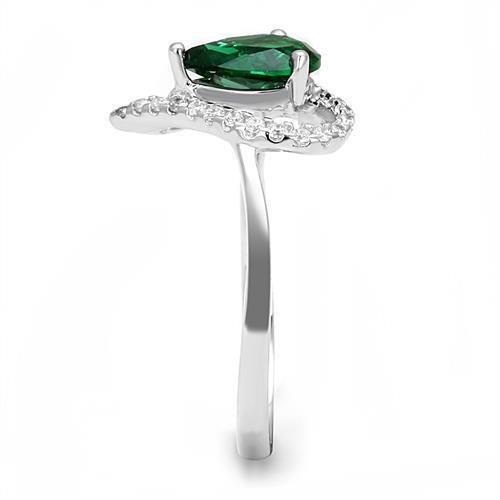 Rhodium 925 Sterling Silver Ring with Synthetic Glass in Blue Zircon