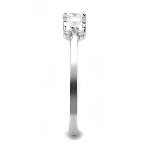 Rhodium 925 Sterling Silver Ring with AAA Grade CZ in Clear