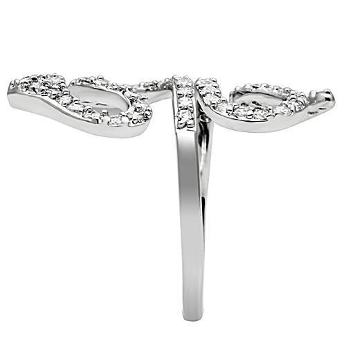 3W138 - Rhodium Brass Ring with AAA Grade CZ in Clear
