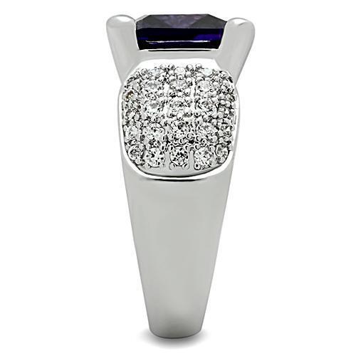 3W148 - Rhodium Brass Ring with AAA Grade CZ in Amethyst