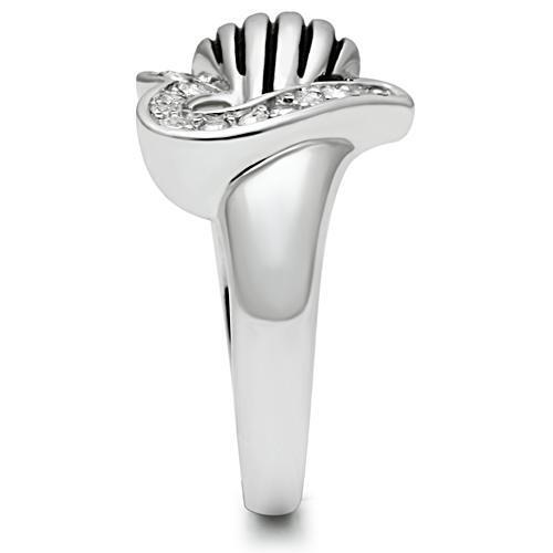 3W219 - Rhodium Brass Ring with Top Grade Crystal in Clear