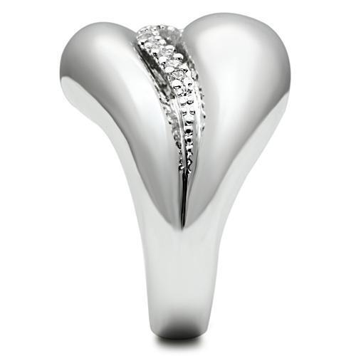 3W227 - Rhodium Brass Ring with AAA Grade CZ in Clear