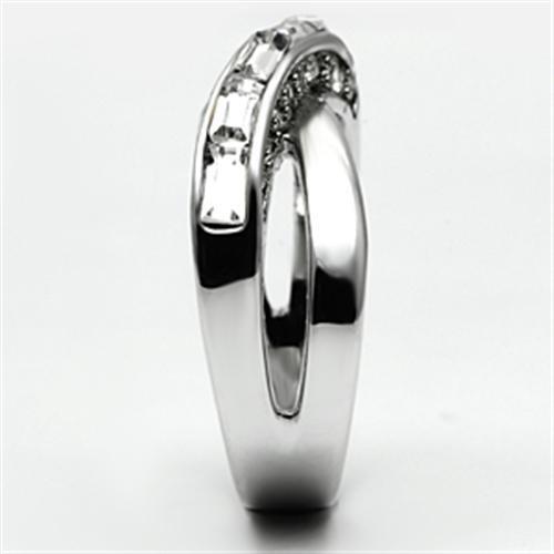 3W269 - Rhodium Brass Ring with Top Grade Crystal in Clear