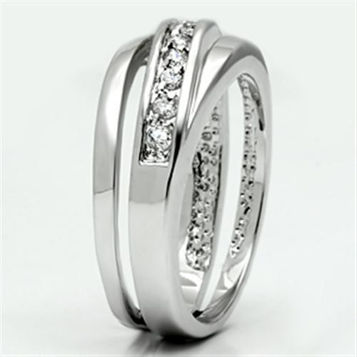 3W284 - Rhodium Brass Ring with AAA Grade CZ in Clear