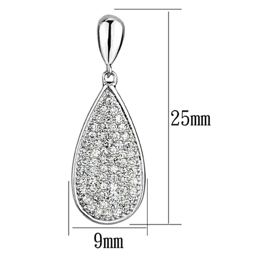 3W380 - Rhodium Brass Earrings with AAA Grade CZ in Clear