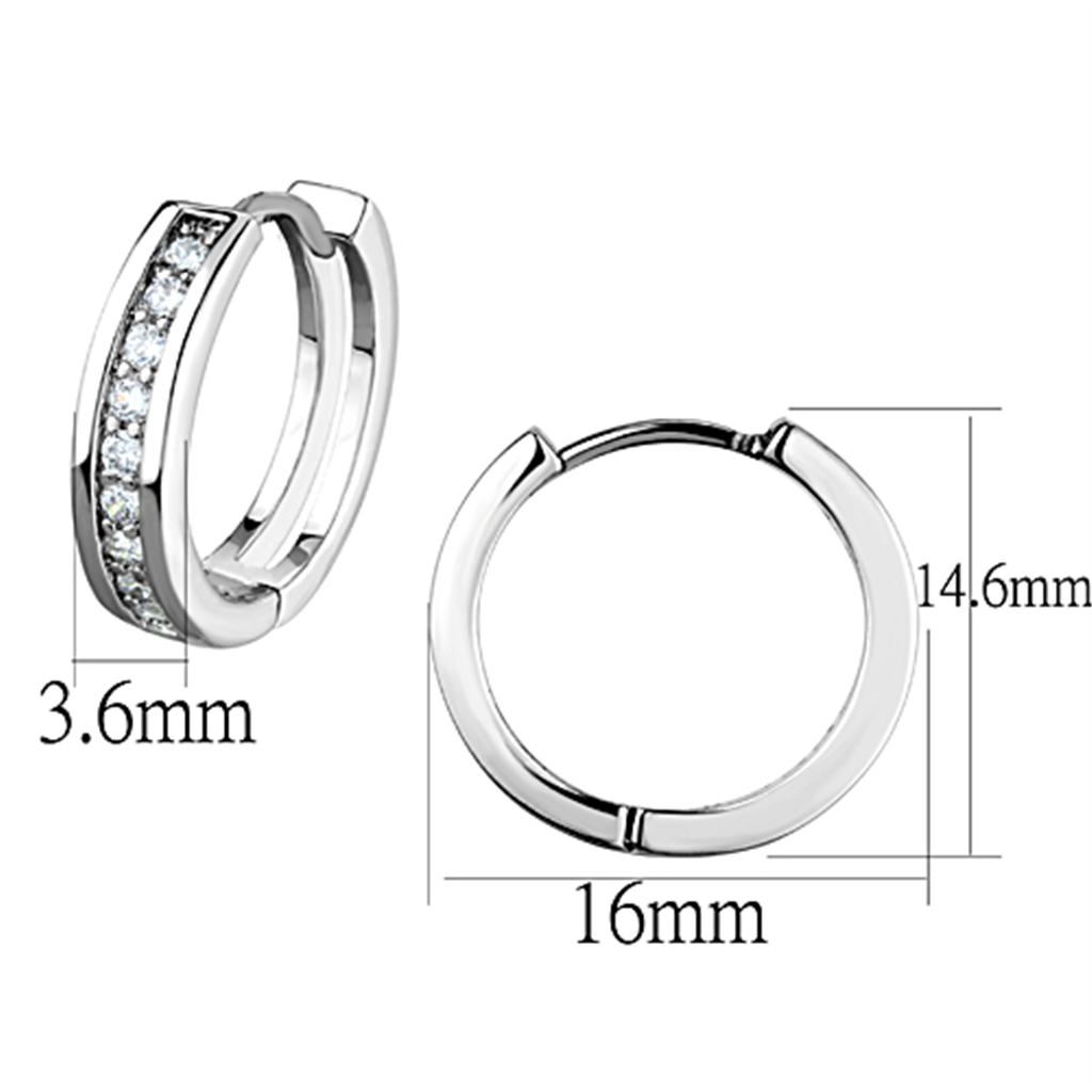 3W660 - Rhodium Brass Earrings with AAA Grade CZ in Clear