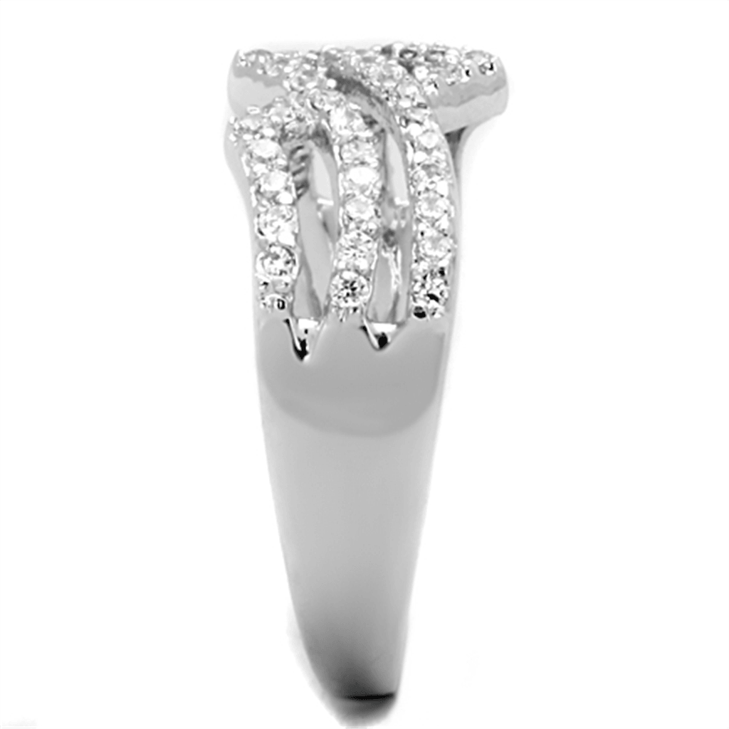 3W771 - Rhodium Brass Ring with AAA Grade CZ in Clear