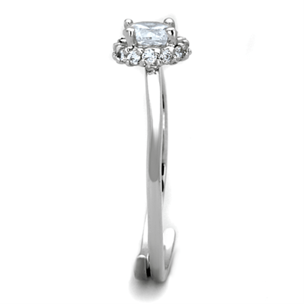3W795 - Rhodium Brass Ring with AAA Grade CZ in Clear