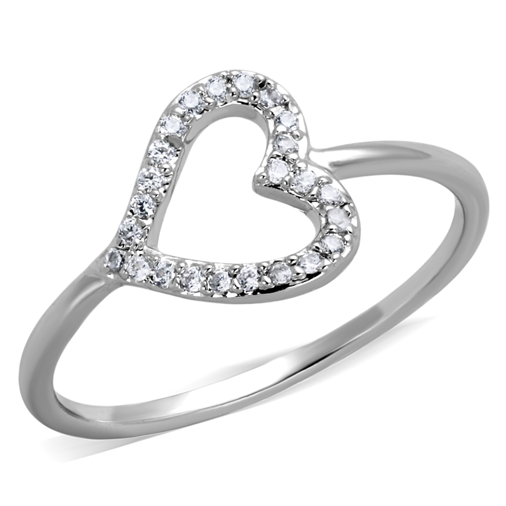 Rhodium Brass Ring with AAA Grade CZ in Clear