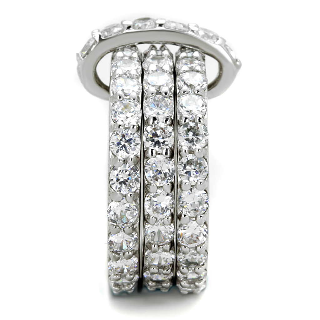 3W875 - Rhodium Brass Ring with AAA Grade CZ in Clear