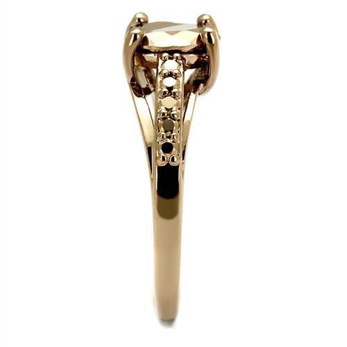 3W1199 - IP Rose Gold(Ion Plating) Brass Ring with AAA Grade CZ in Metallic Light Gold