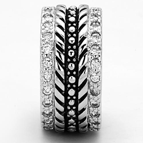 3w315 - Rhodium Brass Ring with AAA Grade CZ in Clear