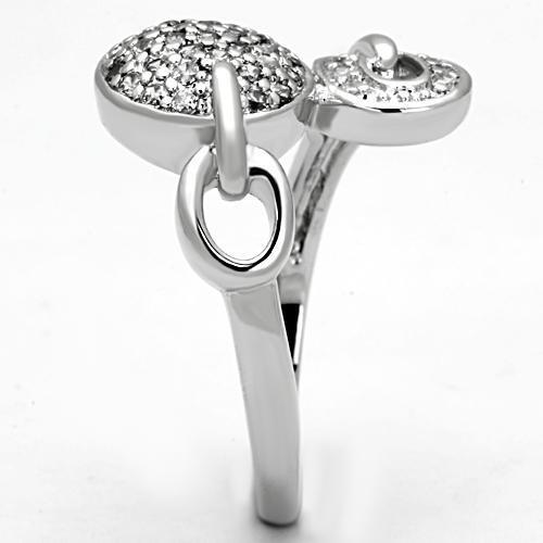 3W321 - Rhodium Brass Ring with AAA Grade CZ in Clear