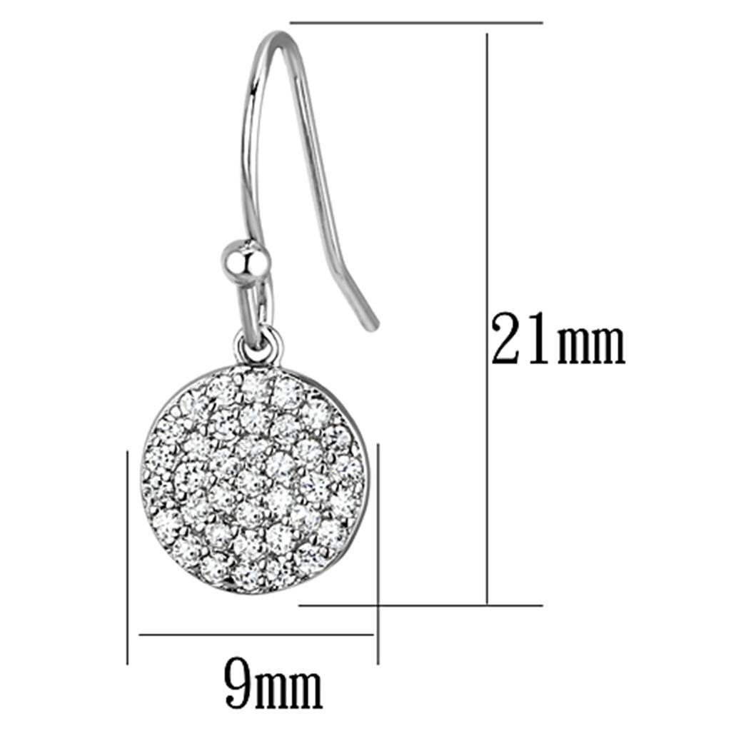 3W369 - Rhodium Brass Earrings with AAA Grade CZ in Clear