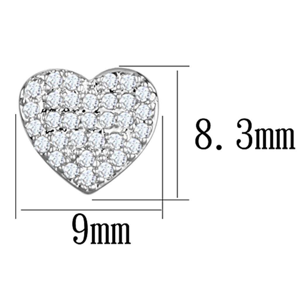 3W695 - Rhodium Brass Earrings with AAA Grade CZ in Clear