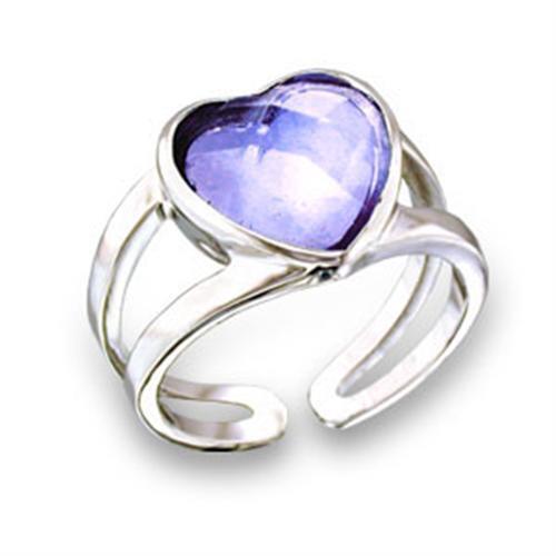 411811 - Rhodium Brass Ring with AAA Grade CZ in Light Amethyst
