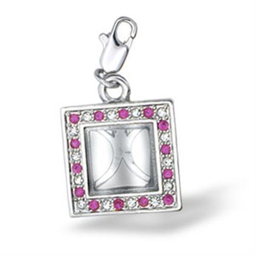 43502 - Rhodium Brass Pendant with Top Grade Crystal in Rose