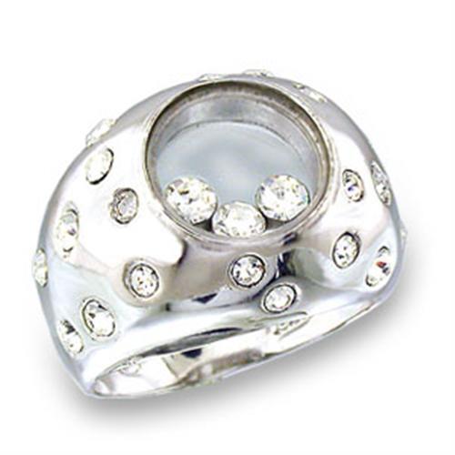49709 - High-Polished 925 Sterling Silver Ring with Top Grade Crystal in Clear