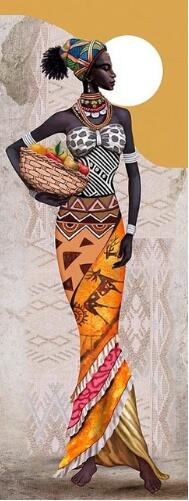 style: 1 Style, Painting style: Square-20x50cm, Painting size: - Home Fashion Creative African Woman Diamond Painting